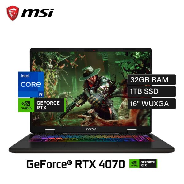 Laptop MSI Sword 16 HX B14VGKG-841US Intel Core i9 14900HX Ram 32GB Disco 1TB SSD Video Nvidia RTX 4070 8GB 16″ WUXGA Windows 11