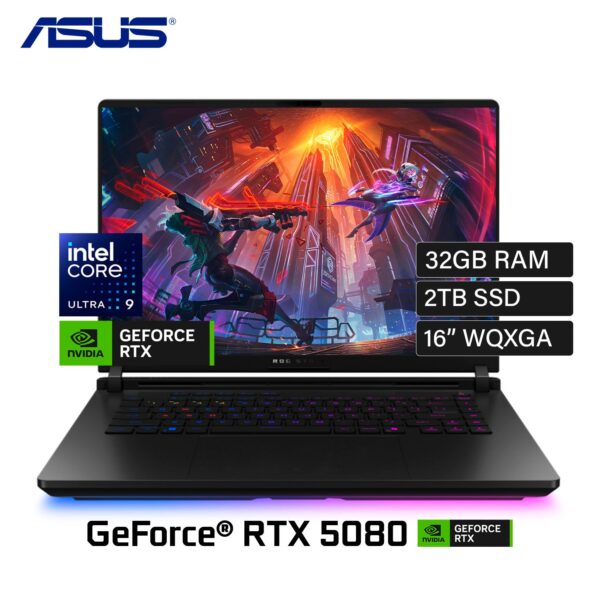 Laptop ASUS ROG Strix SCAR 16 G635LW-XS97 Intel Core Ultra 9 275HX RAM 32GB Disco 2TB SSD Video NVIDIA RTX 5080 16GB 16″ WQXGA Windows 11 Pro (90NR0LD1-M005N0)