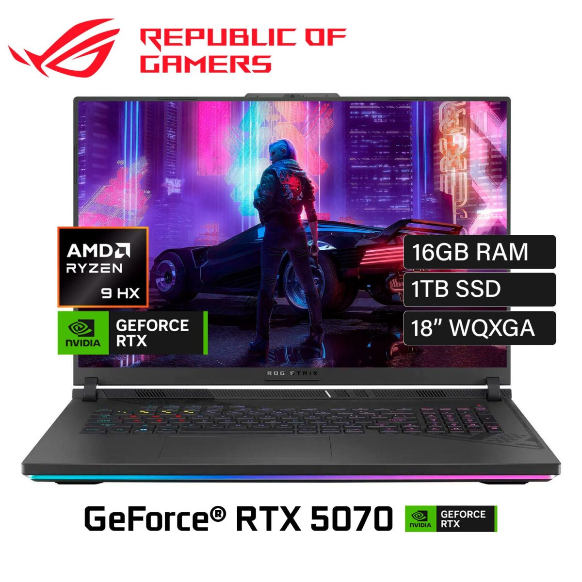 Laptop Asus ROG Strix G18 (2025) G814 G814PP-DS94 Ryzen 9 8940HX RAM 16GB Disco 1TB SSD Video Nvidia RTX 5070 8GB 18″ WQXGA Windows 11