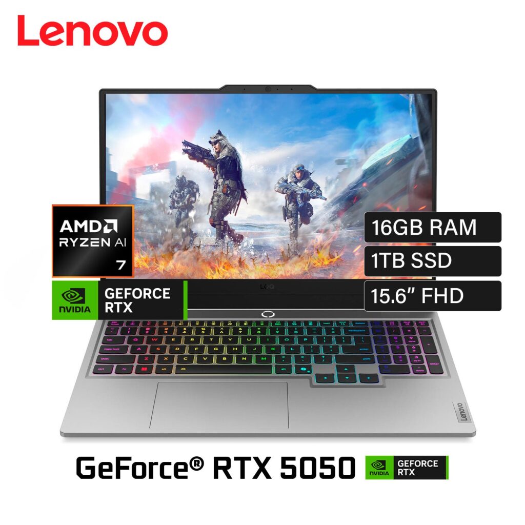Laptop Lenovo LOQ 15AHP10 Ryzen 7 IA 250 Ram 16GB Disco 1TB SSD Video Nvidia RTX 5050 8GB 15.6″ FHD Windows 11 (83JG000FUS)