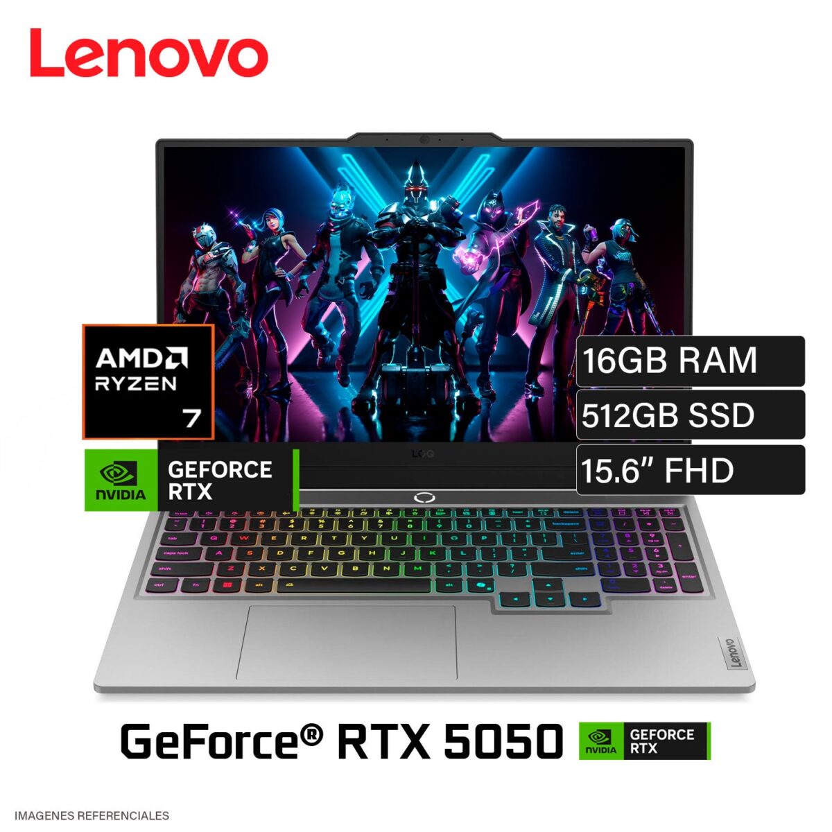 Laptop Lenovo Ryzen 7 250 Ram 16GB Disco 512GB SSD Video Nvidia RTX 5050 8GB 15.6″ FHD Windows 11 (83JGCT01WW)
