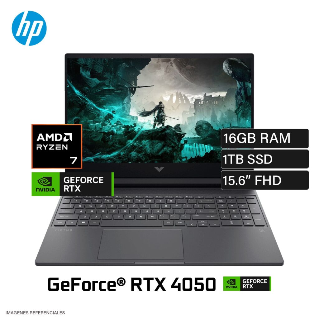 Laptop HP Victus 15-FB2019LA Ryzen 7 8845HS Ram 16GB Disco 1TB SSD Video Nvidia RTX 4050 6GB 15.6″ FHD Windows 11 (A14LPLA#ABM)