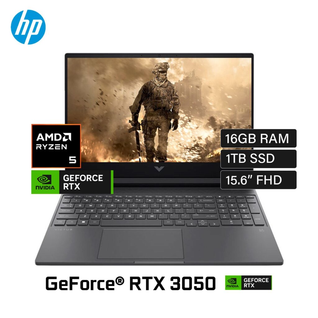 Laptop HP Victus 15-fb2016la Ryzen 5 8645HS RAM 16GB Disco 1TB SSD Video RTX 3050 6GB 15.6″ FHD FreeDOS (A17E3LA#ABM)