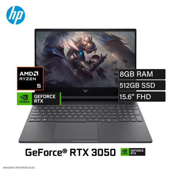 Laptop HP Victus 15-FB2002LA Ryzen 5 8645HS Ram 8GB Disco 512GB SSD Video RTX 3050 6GB 15.6″ FHD Windows 11 (A14LLLA#ABM)