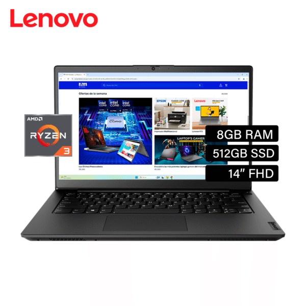 Laptop Lenovo K14 Gen 1 AMD Ryzen 3 5400U RAM 8GB Disco 512GB SSD 14″ FHD Freedos (21CUS0PT00)