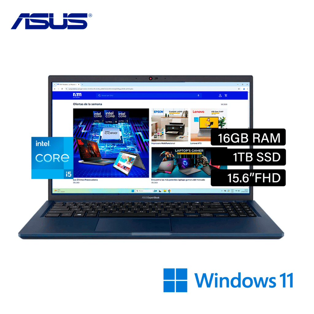 Laptop Asus ExpertbooK B1502CVA-NJ3058 Intel Core i5 1335U RAM 16GB Disco 1TB SSD 15.6 FHD Windows 11 Pro (90NX06X1-M03S70)