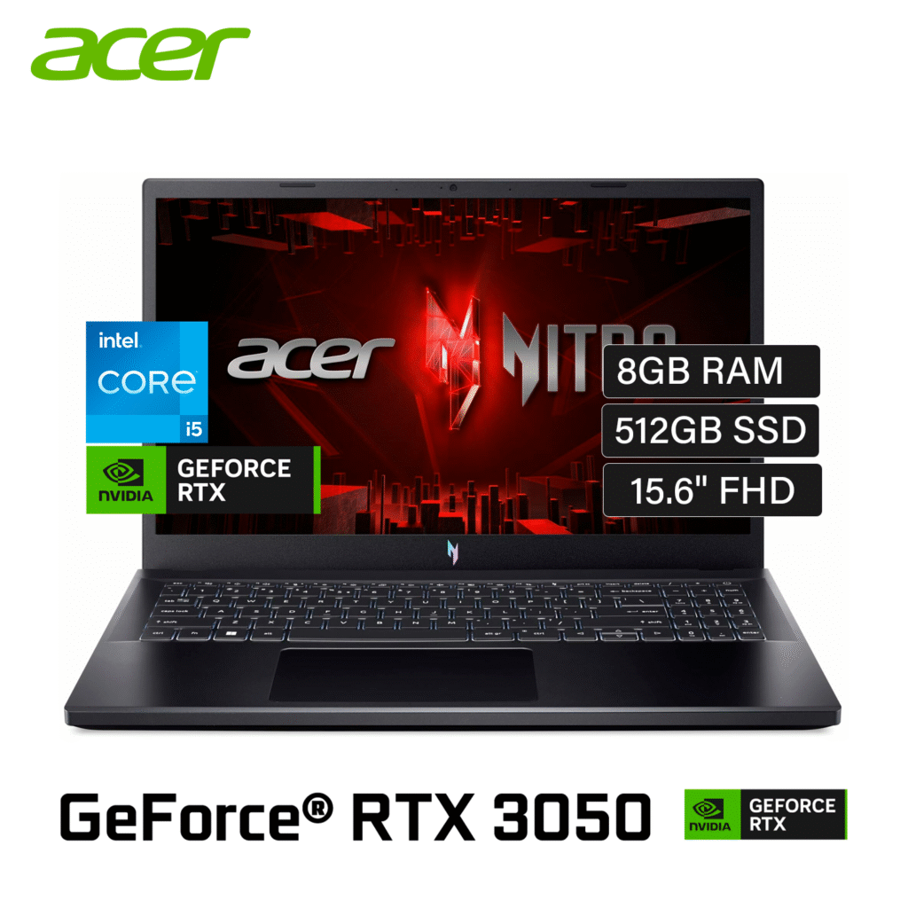 Laptop ACER Nitro V 15 ANV15-51-56GH Intel Core i5 13420H RAM 8GB Disco 512GB SSD Video Nvidia RTX 3050 6GB 15.6″ FHD Windows 11