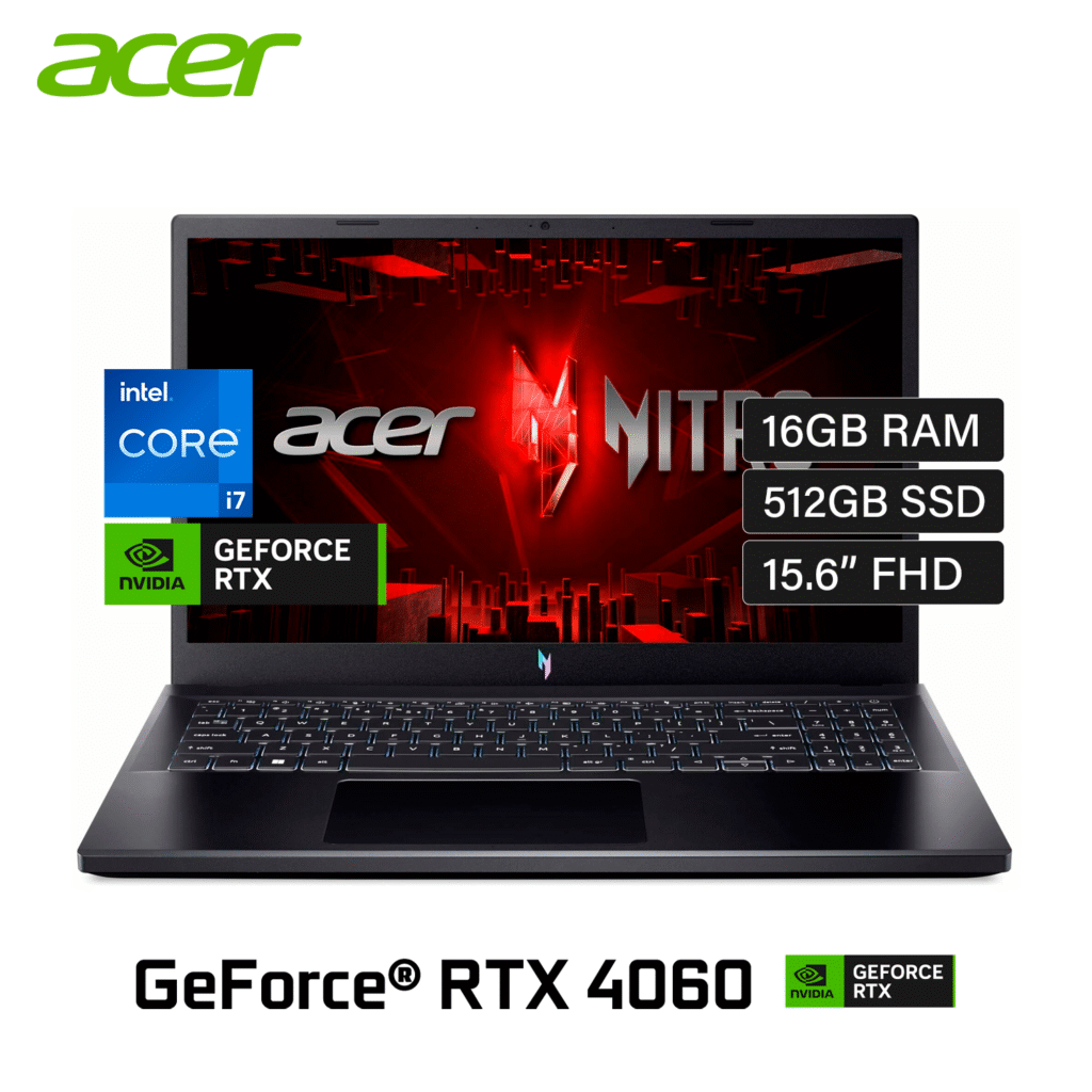 Laptop ACER Nitro V 15 ANV15-51-789J Intel Core i7 13620H RAM 16GB Disco 512GB SSD Video Nvidia RTX 4060 8GB 15.6″ FHD Windows 11 (NH.QRYAA.001)