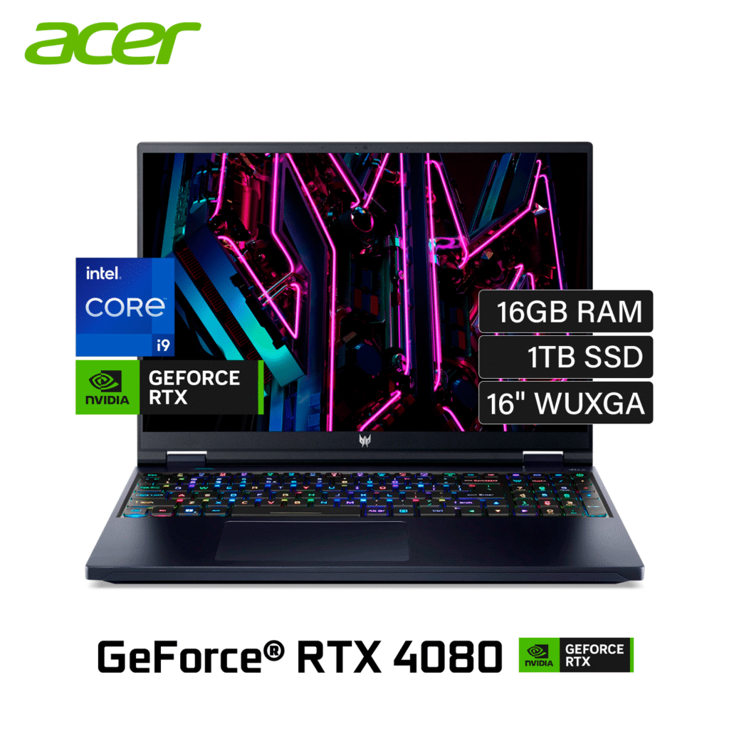 Laptop Acer Predator Helios 16 PH16-71-93FR Intel Core i9 13950HX Ram 16GB Disco 1TB SSD Video Nvidia RTX 4080 12GB 16″ WUXGA Windows 11