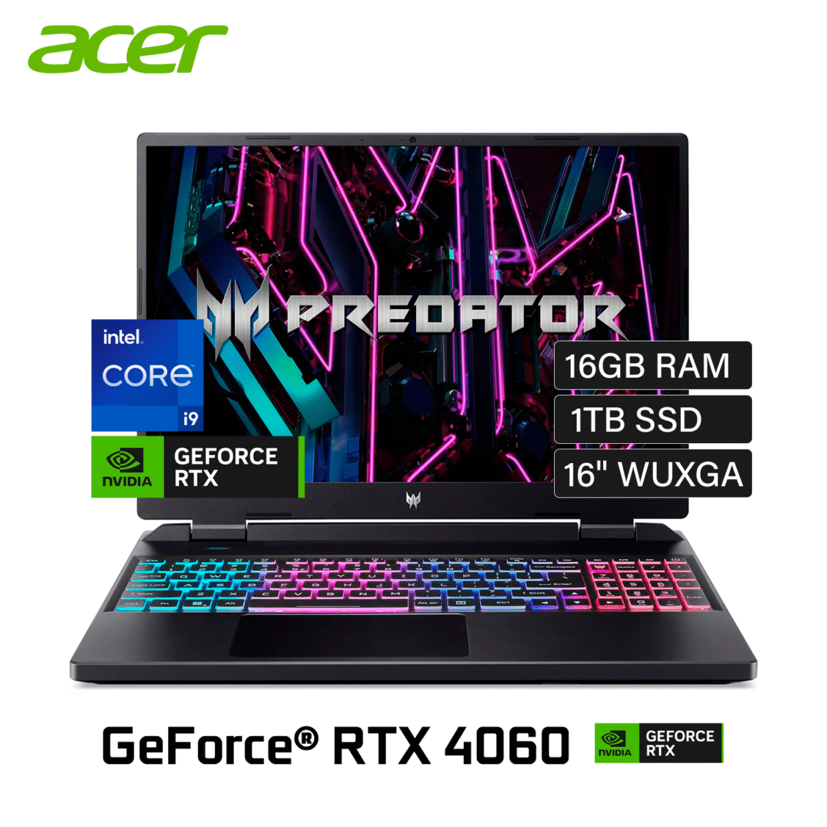 Laptop Acer Predator Helios NEO 16 PHN16-72-99PA Intel Core i9 14900HX RAM 16GB Disco 1TB SSD Video RTX 4060 8GB 16″ WUXGA Windows 11 (NH.QQXAA.002)