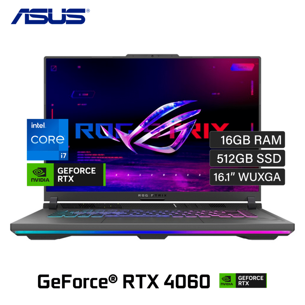 Laptop Asus ROG Strix G614JV-AS74 Intel Core i7 13650HX Ram 16GB Disco 1TB SSD Video Nvidia RTX 4060 8GB 16.1″ WUXGA Windows 11
