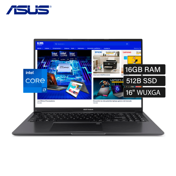 Laptop Asus X1605VA-MB1235 Intel Core i7 13620H RAM 16GB Disco 512GB SSD 16″ WUXGA FreeDos (90NB10N3-M01KS0)