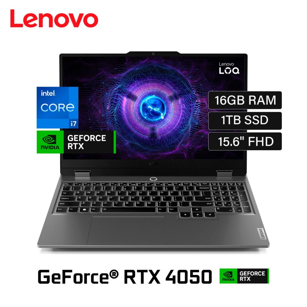 Laptop Lenovo LOQ 15IRH8 Intel Core i7 13650HX Ram 16GB Disco 1TB SSD Video Nvidia RTX 4050 6GB 15.6″ FHD Windows 11 Pro (83DV00FKLMR1TW11)