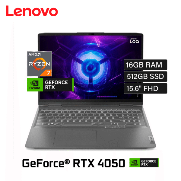 Laptop Lenovo LOQ 15APH8 Ryzen 7 7840HS Ram 16GB Disco 512GB SSD Video Nvidia RTX4050 6GB 15.6″ FHD Windows 11