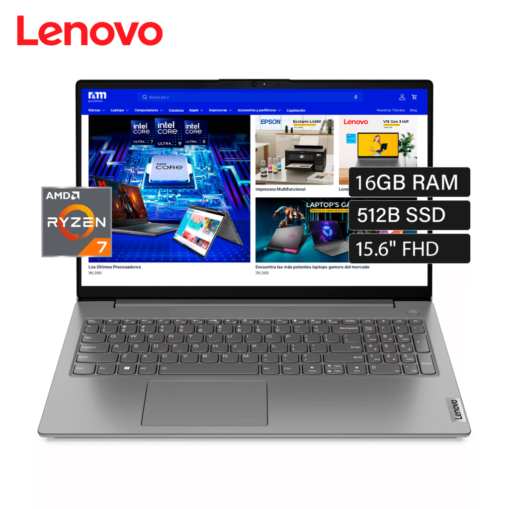 Laptop Lenovo V15 G4 ABP Ryzen 7 7730U Ram 16GB Disco 512GB SSD 15.6″ FHD FreeDos (82YY002YLM)