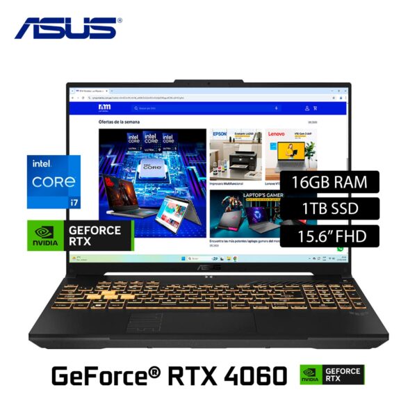 Laptop Asus Tuf Gaming FX507W-WS74 Intel Core i7 13620H Ram 16GB Disco 1TB SSD Video Nvidia RTX 4060 8GB 15.6″ FHD Windows 11