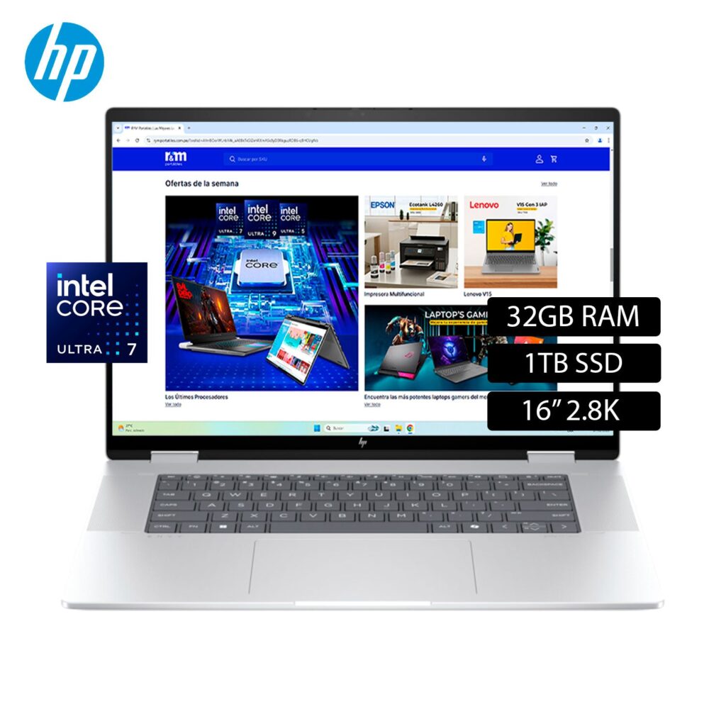 Laptop HP Envy X360 16-AC0000LA Intel Core Ultra 7 155U Ram 32GB Disco 1TB SSD 16″ 2.8K Windows 11
