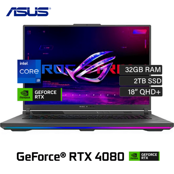Laptop Asus ROG Strix G18 G814JZR-G18.I94080 Intel Core i9 14900HX RAM 32GB Disco 2TB Video  Nvidia RTX 4080 12GB 18″ QHD+ Windows 11