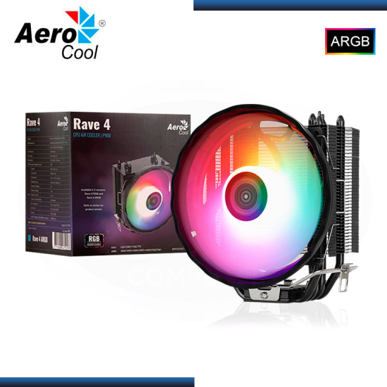 AEROCOOL RAVE 4 ARGB BLACK REFRIGERACION AIRE AMD/INTEL (PN:4711099472253)