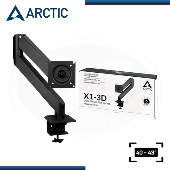 ARCTIC X1-3D BRAZO DE MONITOR CON RESORTE DE GAS PARA TV & MONITOR TAMAÑO 40″-43″