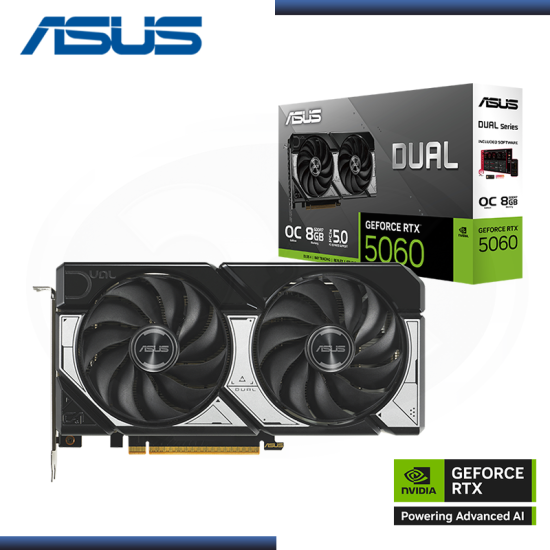 ASUS GEFORCE RTX 5060 8GB GDDR7 128BITS DUAL OC (PN:90YV0N12-MVAA00)