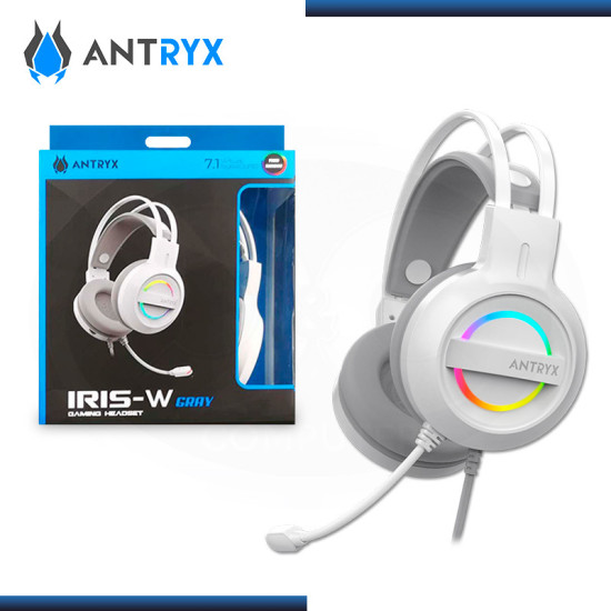 AUDIFONO ANTRYX IRIS-W GRAY RAINBOW CON MICROFONO 7.1 VIRTUAL SURROUND (PN:AGH-7100WGY)