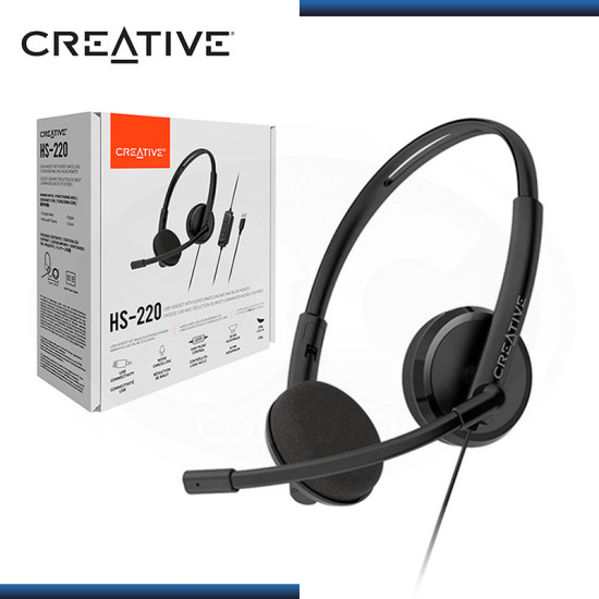 AUDIFONO CREATIVE HS-220 BLACK CANCELACIÓN DE RUIDO CON MICROFONO (PN:51EF1070AA001)