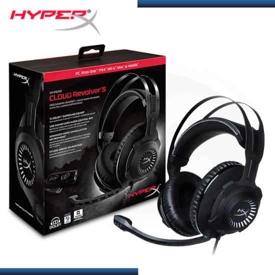AUDIFONO HYPERX CLOUD REVOLVER S 7.1 BLACK CON MICROFONO CONEXIÓN 3.5MM (PN:HX-HSCRS-GM/NA)