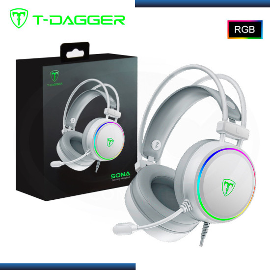 AUDIFONO T-DAGGER SONA RGB WHITE 7.1 VIRTUAL CON MICROFONO (PN:T-RGH304W)