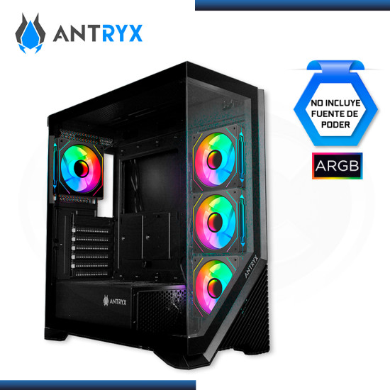 CASE ANTRYX FX-650 BLACK ARGB SIN FUENTE VIDRIO TEMPLADO USB 3.0 /USB 2.0 (PN:AC-FX650K)