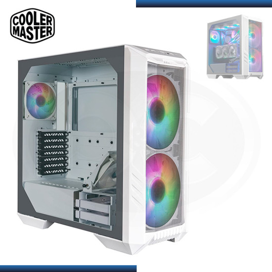 CASE COOLER MASTER HAF 500 WHITE ARGB SIN FUENTE VIDRIO TEMPLADO USB 3.2 (PN:H500-WGNN-S00)