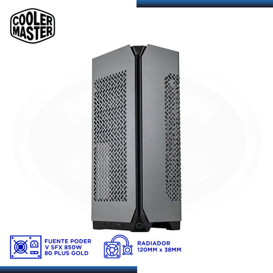 CASE COOLER MASTER NCORE 100 MAX GRIS MINI ITX + RADIADOR 120MM + FUENTE V SFX 850W 80 PLUS GOLD (PN:NR100-MNNN85-SL0)