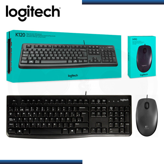 COMBO LOGITECH : TECLADO LOGITECH K120 USB + MOUSE LOGITECH M90 DARK USB