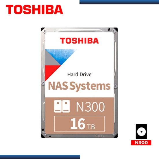DISCO DURO 16TB TOSHIBA N300 NAS SATA 6GB/s FORMATO 3.5″ (PN:HDWG51GXZSTA)