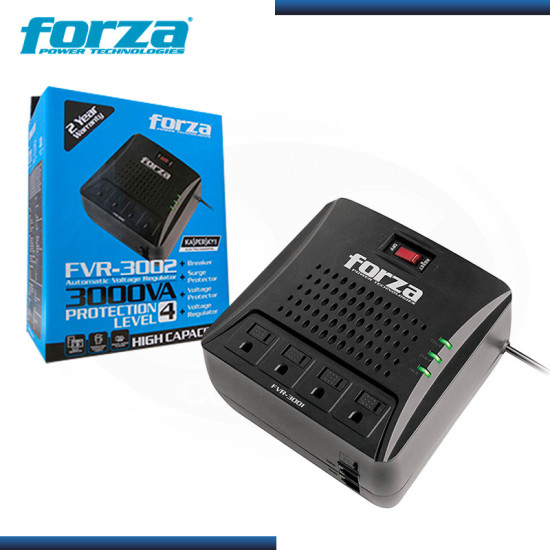 ESTABILIZADOR FORZA FVR-3002 4 TOMAS 3000VA (PN:FVR-3002)