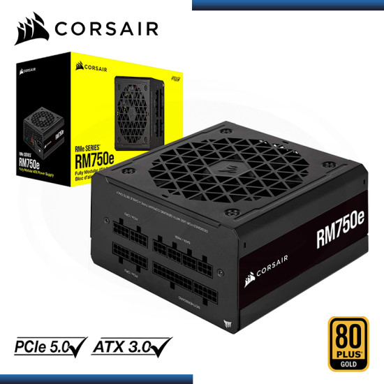 FUENTE CORSAIR RM750E 750W 80 PLUS GOLD FULL MODULAR BLACK (PN:CP-9020262-NA)