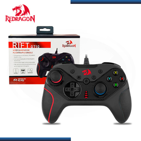 GAMEPAD REDRAGON RIFT G710 BLACK CONEXIÓN WIRED USB COMPATIBLE CON PC/SWITCH/PS3 (PN:G710)