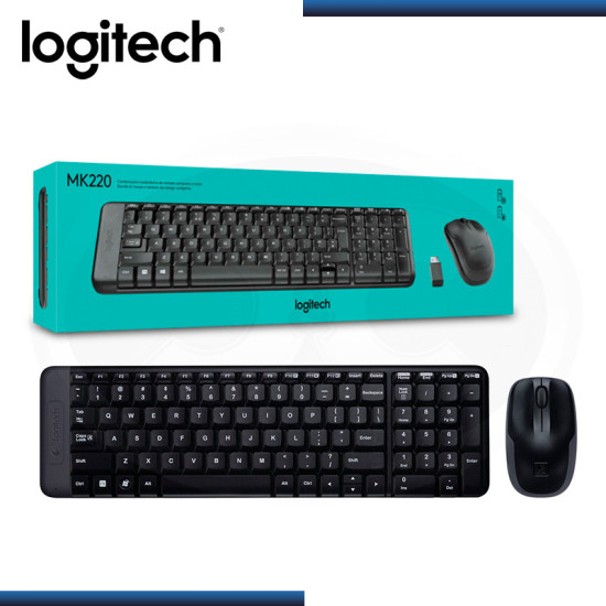 KIT LOGITECH MK220 TECLADO ESTANDAR + MOUSE OPTICO WIRELESS USB (PN:920-004430)