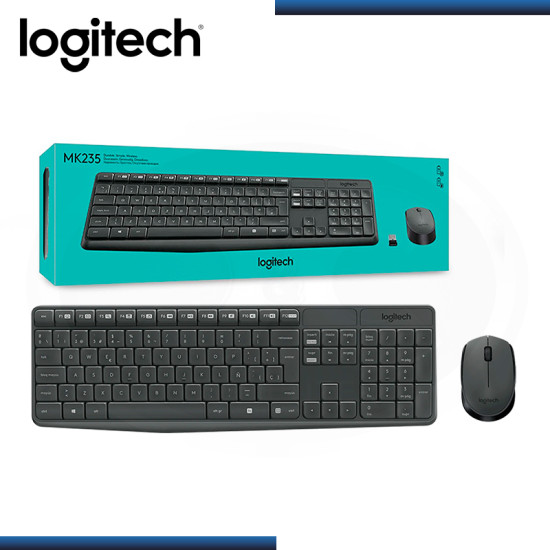 KIT LOGITECH MK235 WIRELESS TECLADO MULTIMEDIA + MOUSE OPTICO (PN 920-007901)