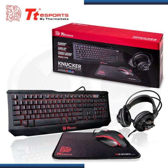 KIT Tt ESPORTS TERMALTAKE KNUCKER TECLADO + MOUSE + AUDIFONO + MOUSE PAD