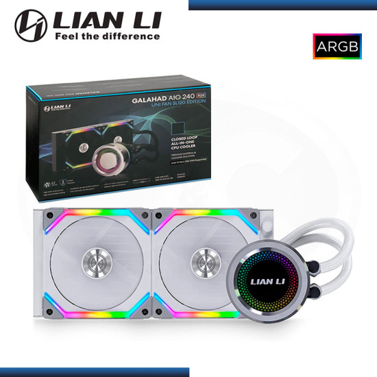 LIAN LI GALAHAD 240 AIO UNI FAN SL WHITE ARGB REFRIGERACION LIQUIDO AMD/INTEL (PN:GA-240SLA WHITE)