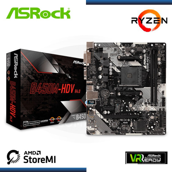 MB ASROCK B450M-HDV R4.0 AMD RYZEN DDR4 AM4 (PN:90-MXB9N0-A0UAYZ)