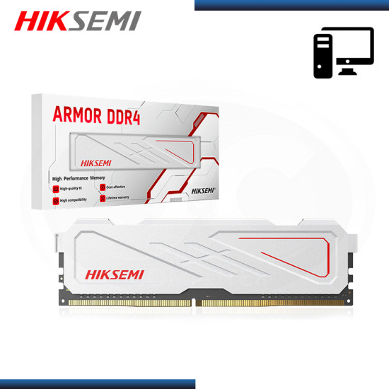 MEMORIA 16GB DDR4 HIKSEMI ARMOR WHITE CON DISIPADOR BUS 3200MHZ (PN:HSC416U32E2-16G)