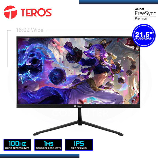 MONITOR LED 21.5″ TEROS TE-2128S 1920×1080 HDMI VGA 1MS/100Hz/FREESYNC PREMIUM