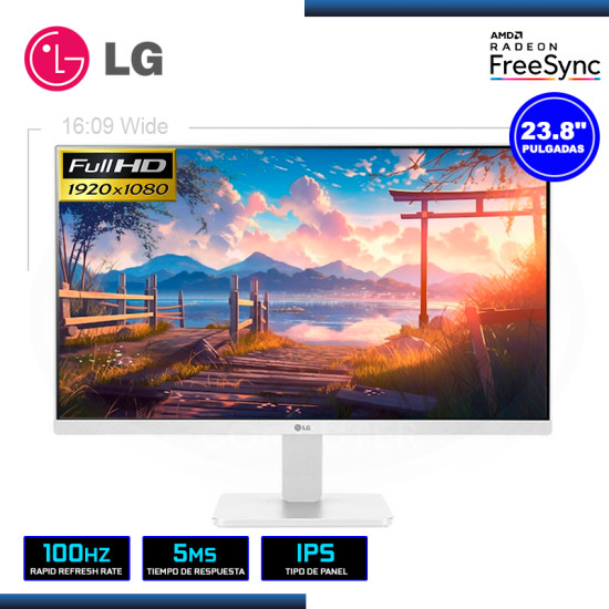 MONITOR LED 23.8″ LG 24MR400-W WHITE 1920×1080 HDMI VGA 5MS/100Hz/AMD FREESYNC