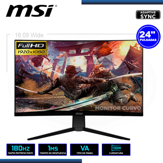 MONITOR LED 24″ MSI G2422C CURVO 1920×1080 HDMI DP 1MS/180Hz/ADAPTIVE SYNC