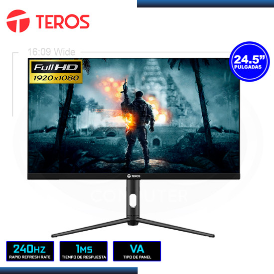 MONITOR LED 24.5″ TEROS TE-2410G 1920X1080 HDMI DP 1MS/240Hz