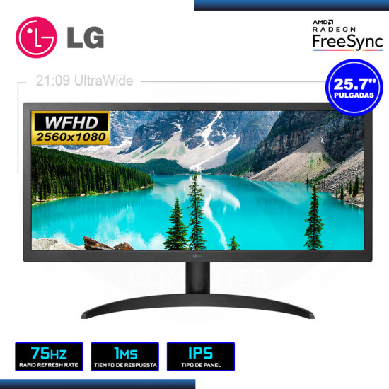 MONITOR LED 25.7″ LG 26WQ500-B ULTRAWIDE 2560×1080 HDMI 1MS/75Hz/FREESYNC