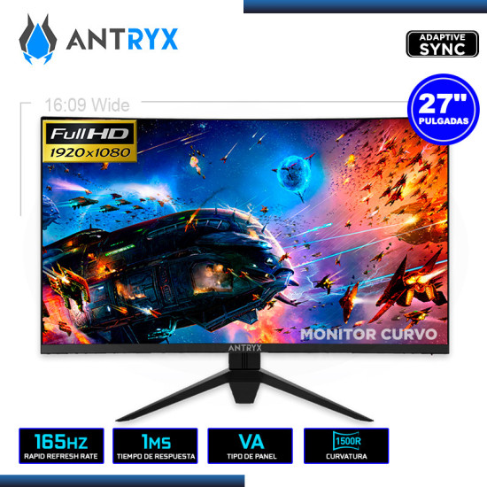 MONITOR LED 27″ ANTRYX XTREME VISION CV270FGX 1920×1080 HDMI DP 1MS/165Hz/ADAPTIVE SYNC (PN:AXV-CV270FGX)