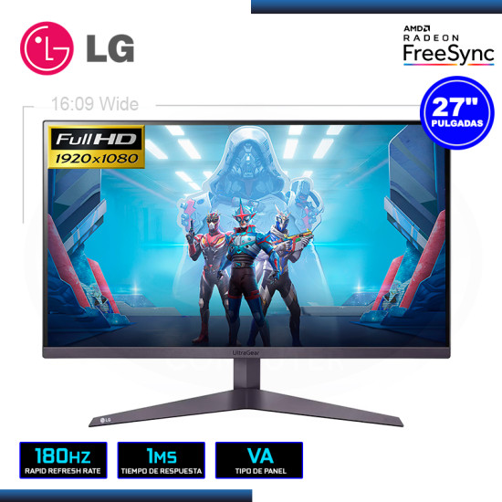 MONITOR LED 27″ LG 27GS50F-B ULTRAGEAR 1920×1080 HDMI DP 1MS/180Hz/AMD FREESYNC